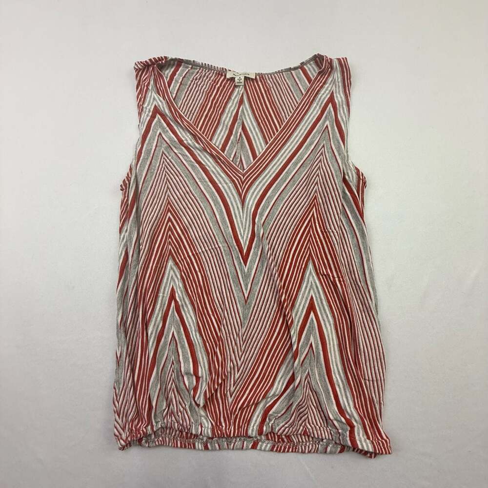 Max Studio Chevron Striped V-Neck Sleeveless Top Size S